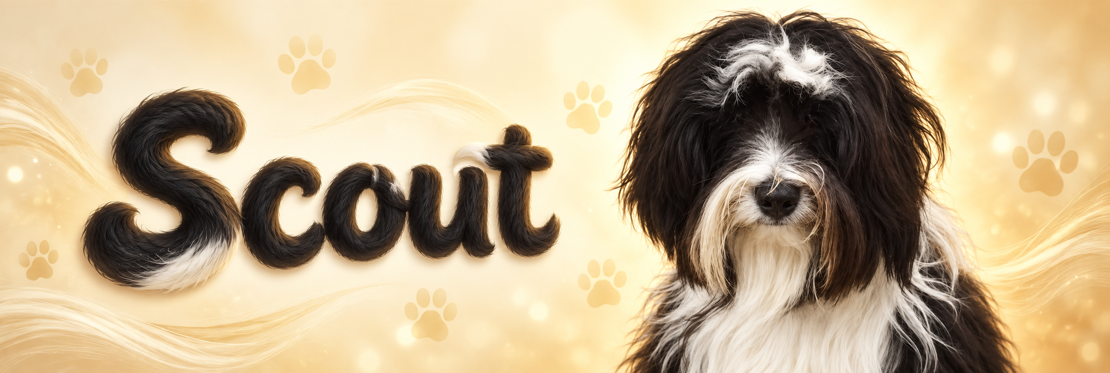 Scout banner with fur lettering on a cream field